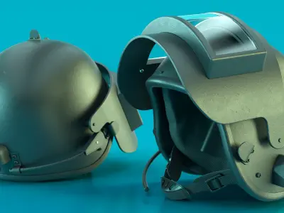 Ballistic Protective Helmet With Visor Black 3D model