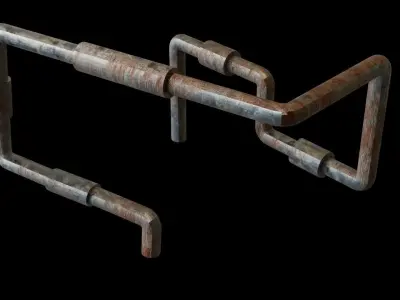 4 types of 3d modeling realistic old rusty pipes folder Low-poly 3D model