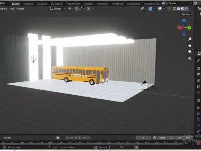 Long School Bus 3D model