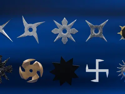 Shuriken Low-poly 3D model 7