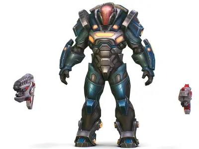 Cartoon Sci-Fi Cyborg Drone Trooper Soldier Low-poly 3D model purchase