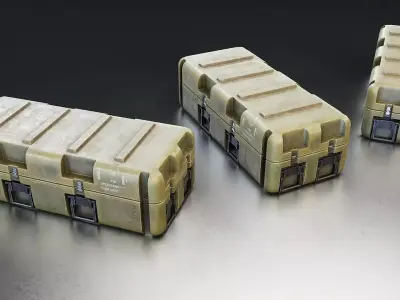 Military Equipment Transport Case Set Low-poly 3D model