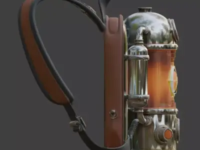 Atompunk Atomic-Powered Backpack 3D Model Low-poly 3D model