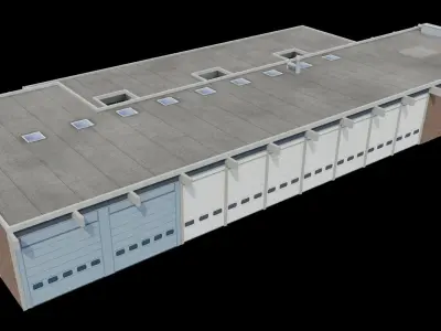 Firestation building Low-poly 3D model