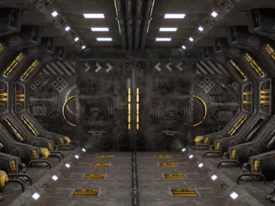 Tunnel futuristic spaceship corridor Free low-poly 3D model
