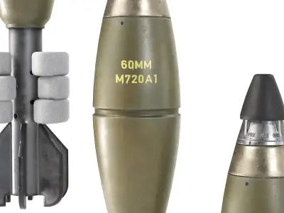 M720A1 Mortar Round 60mm Low-poly 3D model