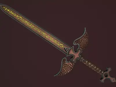 Rune two handed sword Low-poly 3D model