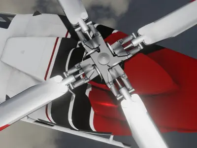  Helicopter red 3D Model Low-poly 3D model