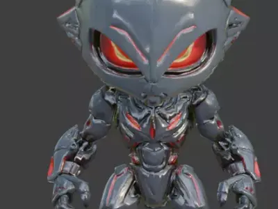 Stylized Chibi Alien Robot 3D Model Low-poly 3D model