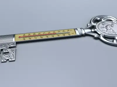 Antique Room Thermometer Iron 3D model