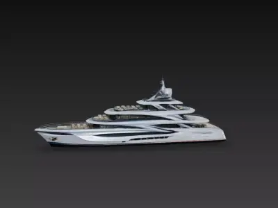Modern Mega Super Yacht 3D Model Luxury Multi Deck Vessel 3D print model