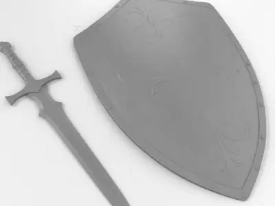 Medieval Fantasy Sword and Shield Pack 3D print model