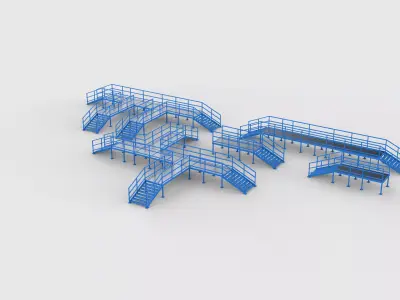 industrial metal platform set 3D model