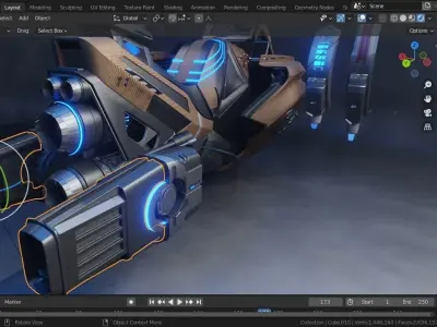 New scifi hover bike modeled in blender Low-poly 3D model