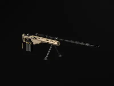 Barrett M107A1 Sniper Rifle Low-poly 3D model