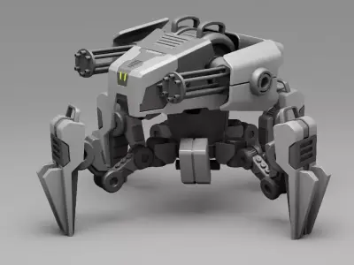 military robot  rigged character 3D model purchase