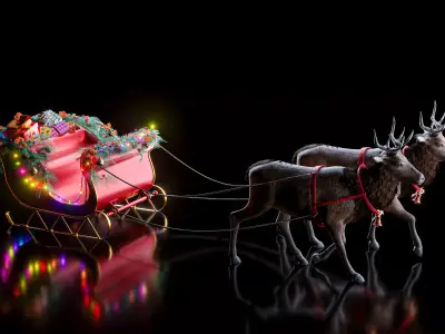Realistic Santa Claus Sleigh 3D model
