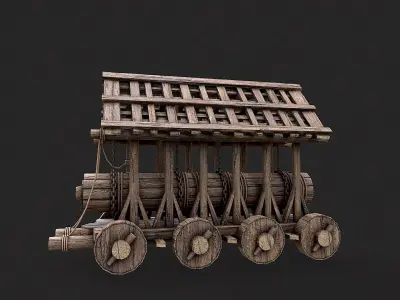 Medieval Siege Wooden Battering Ram 2 Low-poly 3D model