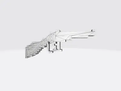 Blue Voxel Gun Low-poly 3D model