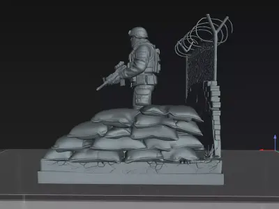 Tactical Military Soldier Urban Base STL 3D Print 80mm 3D print model