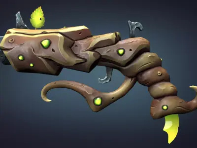 Wooden pistol Low-poly 3D model