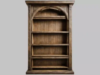 Medieval Furniture Wooden Rack Bookshelf Low-poly 3D model
