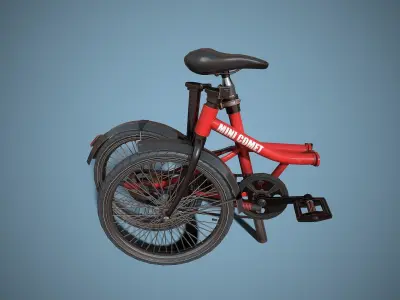 Single-speed Folding Bicycle Low-poly 3D model