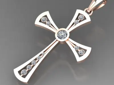 beautiful and amazing cross with diamonds 3D print model