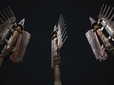 Two-handed axe Low-poly 3D model purchase