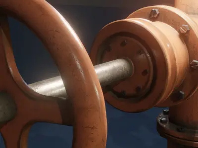 industrial pipes - used look - PBR - low poly  Low-poly 3D model