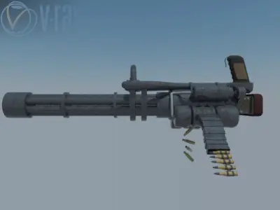 minigun grenade launcher Low-poly 3D model