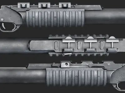 M203 UnderBarrel 40mm Grenade Launcher Game ready Low Poly Low-poly 3D model