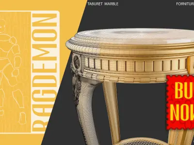 Taboret  Marble Top 3D model