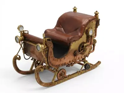 Steam-Runner Copper Sleigh 3D Model Low-poly 3D model