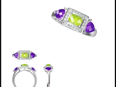 JCD Format Antique color stone rings jewelry cam 3D print model