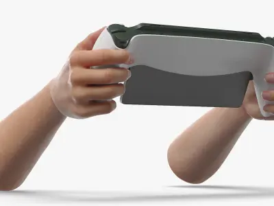  Tablet Gaming Console with Controllers in Hands 