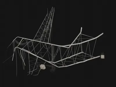 POST APO HIGH VOLTAGE TOWERS MAST RUINED CONSTRUCTION COLLECTION Low-poly 3D model