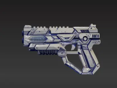 Low-Poly Sci-Fi Blaster Gun 3D model