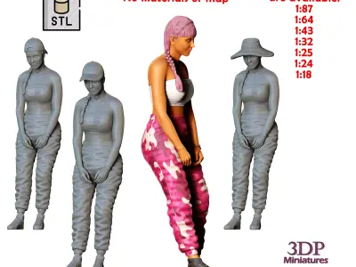 N1 Girl leaning on VW Beetle 3D print model