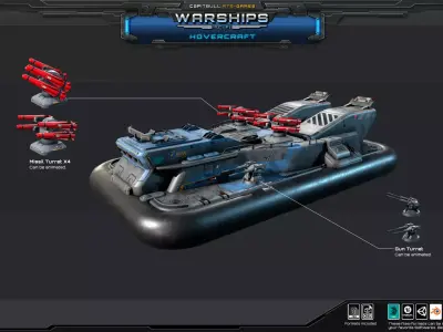 WARSHIPS - Hovercraft  Low-poly 3D model