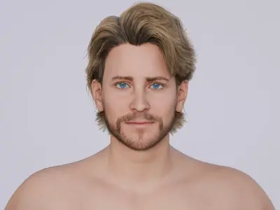 Bradly Cooper - Celebrity Actor Young - Wavy Side Part Haircut Low-poly 3D model