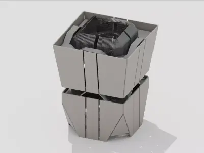 Brutalist Industrial Building 17 Low-poly 3D model
