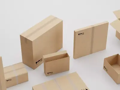  Cardboard Box Pack  Low-poly 3D model
