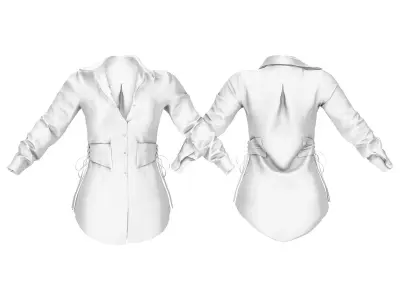 Open Chest Corset Waist Striped Shirt Top Jacket Low-poly 3D model