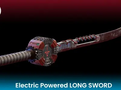 Electric Powered Long Sword Low Poly Low-poly 3D model