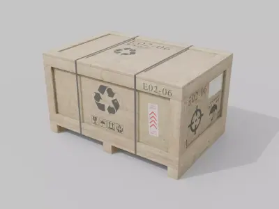 Regular Wooden Crate - Customizable Shipping Box Low-poly 3D model