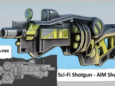 Sci-Fi Shotgun - Aim Shooter Low-poly 3D model