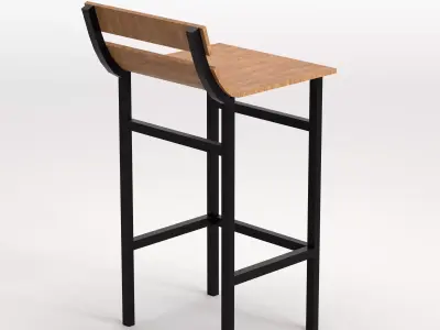 Industrial Style Bar Stool Low Poly 3D Model Low-poly 3D model