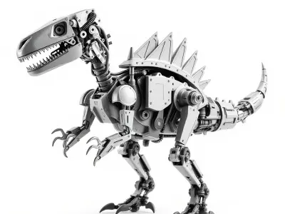Metallic Dinosaur Robot Model Pack Low-poly 3D model