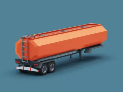 Cartoon Stylized  Tank Semi Trailer Low-poly 3D model